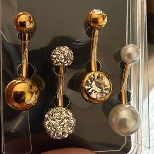 Morbid Metals Gold and Silver Stud belly button piercing  Set